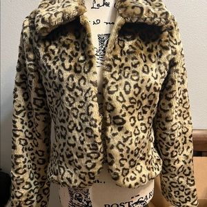 Gorgeous Faux Fur Animal Print Crop Jacket.  Size Small.